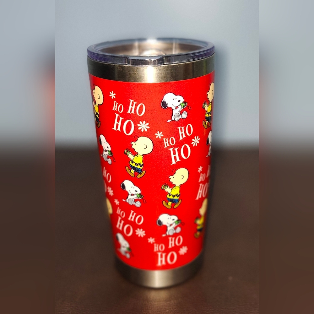 Peanuts Christmas Stainless Steel Tumbler w/Lid ~ Snoopy & Charlie Brown - 16 oz